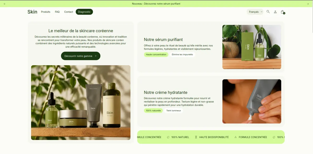 Concept de boutique de soins Skin
